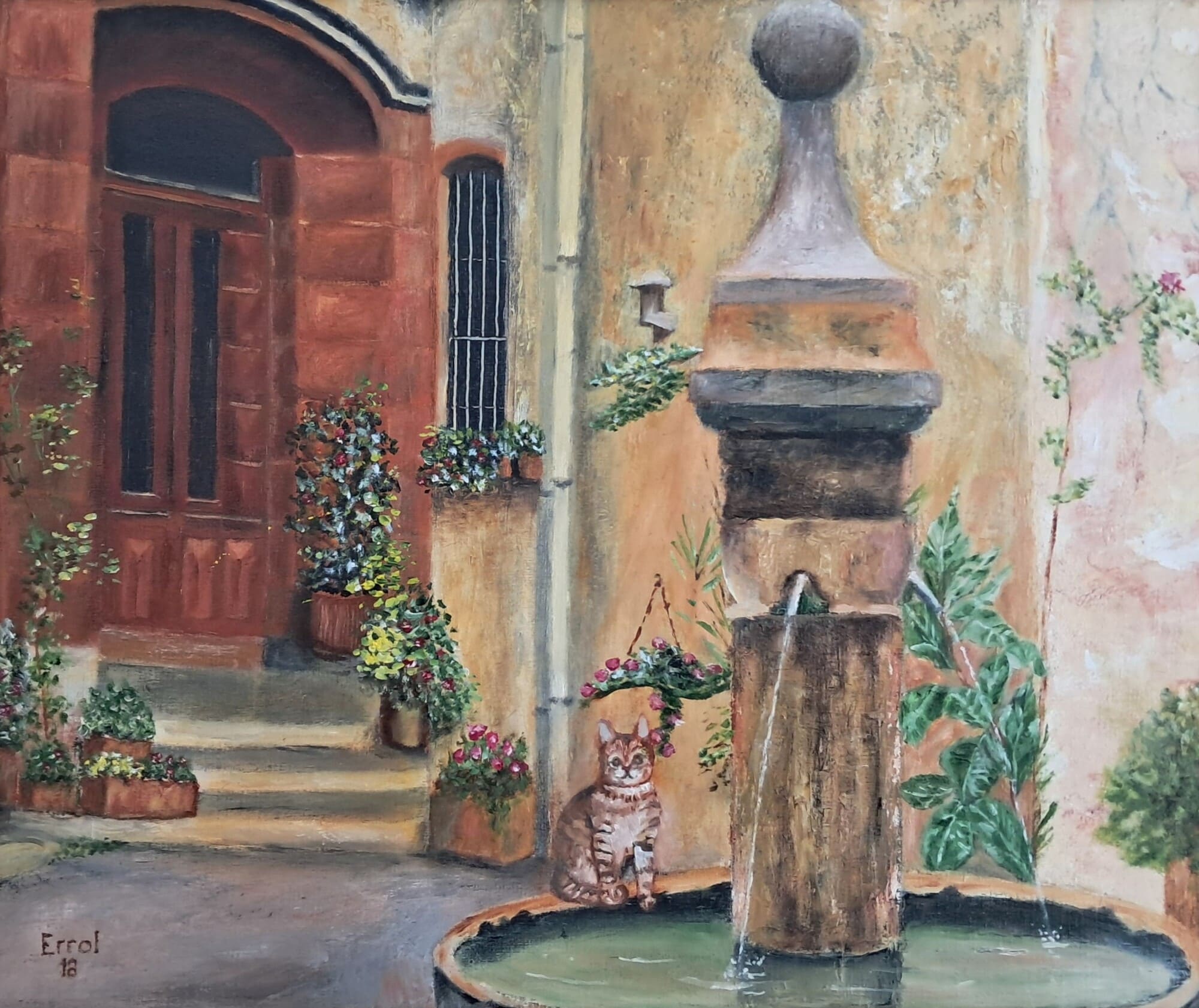 La fontaine d'Anduze, 2018, Huile sur toile, 46x38 cm
