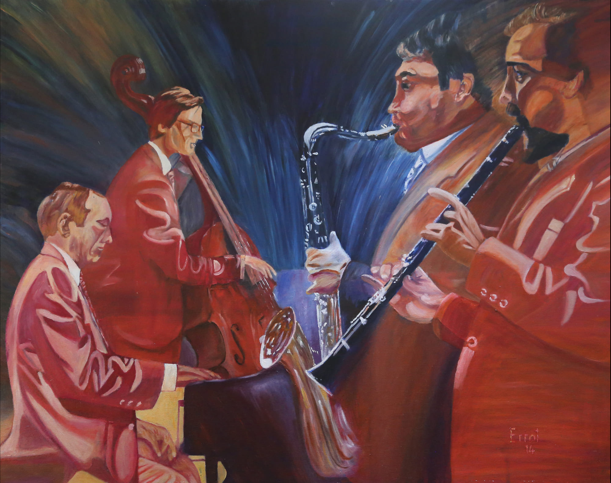 Les jazzmen, 2014, Huile sur toile, 82x72 cm, Collection privée