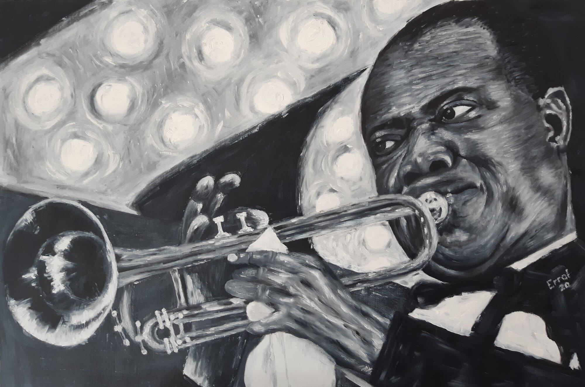 Louis Armstrong - 2020 - Huile sur toile - 81x53 cm - Collection privée
