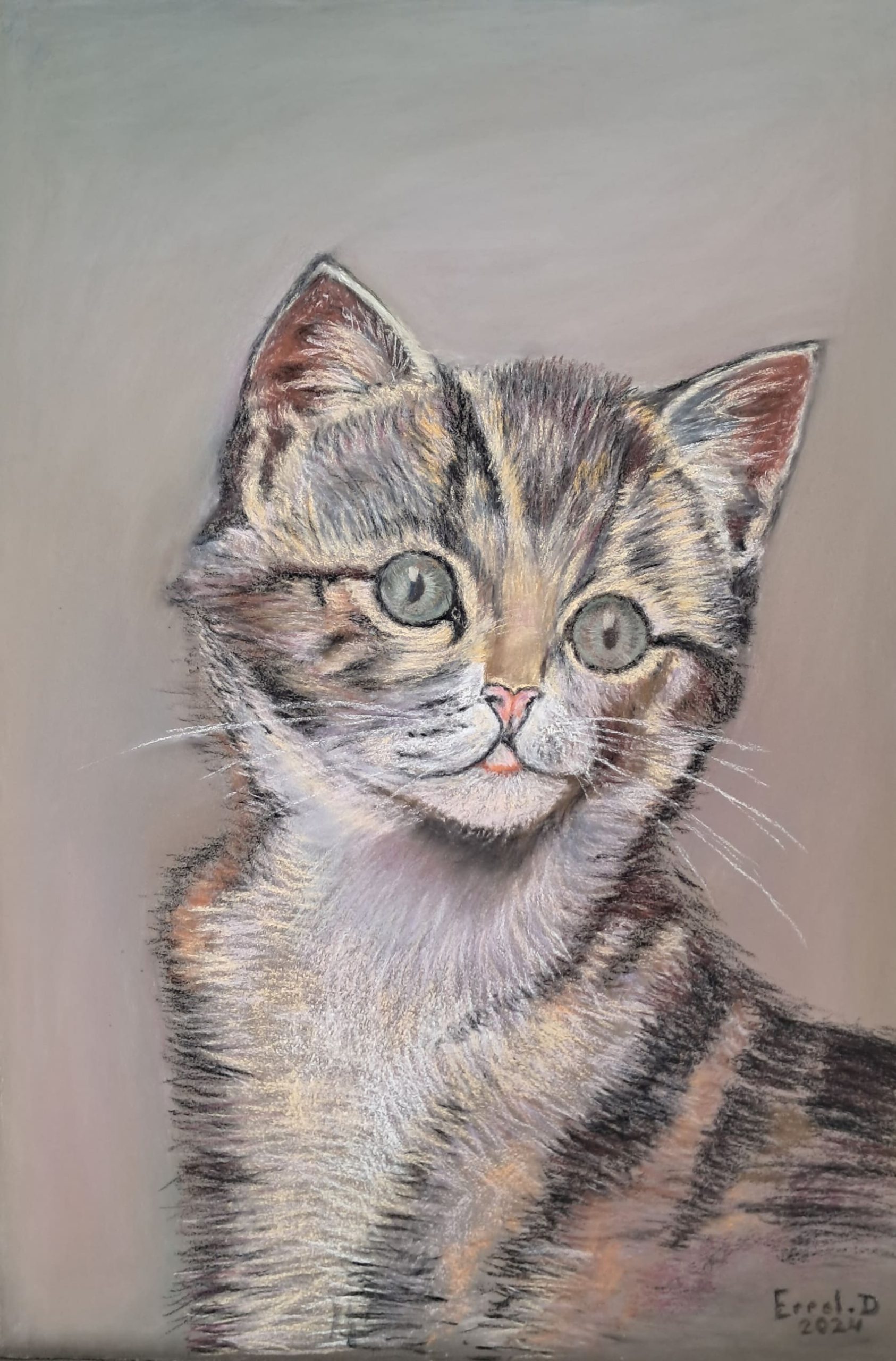 Petit minou, 2024, Pastel sur papier à grains, 51x35 cm