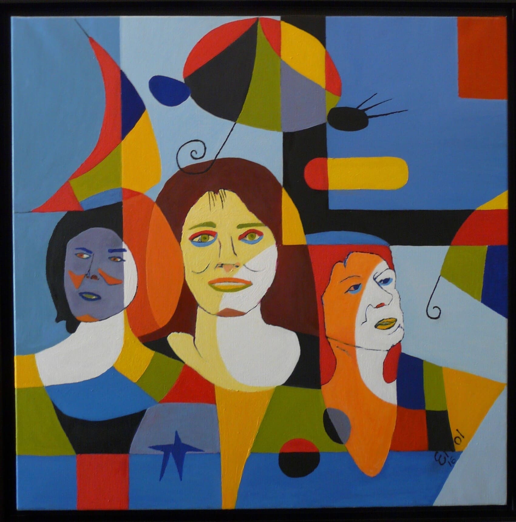 Profils, 2016, Huile sur toile, 70x70 cm, Collection privée