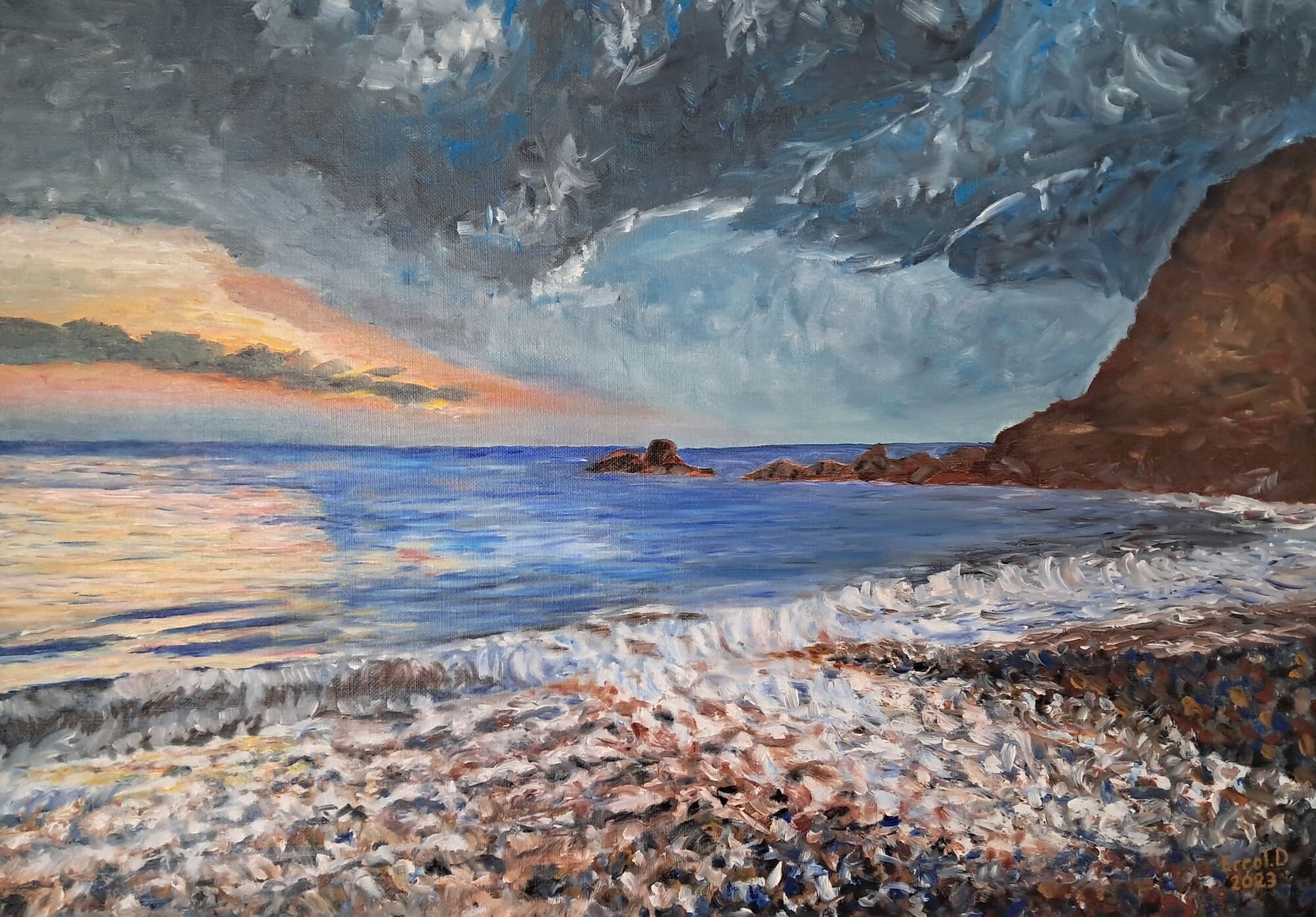 Soleil couchant, 2023. Huile sur toile. 65x46 cm.