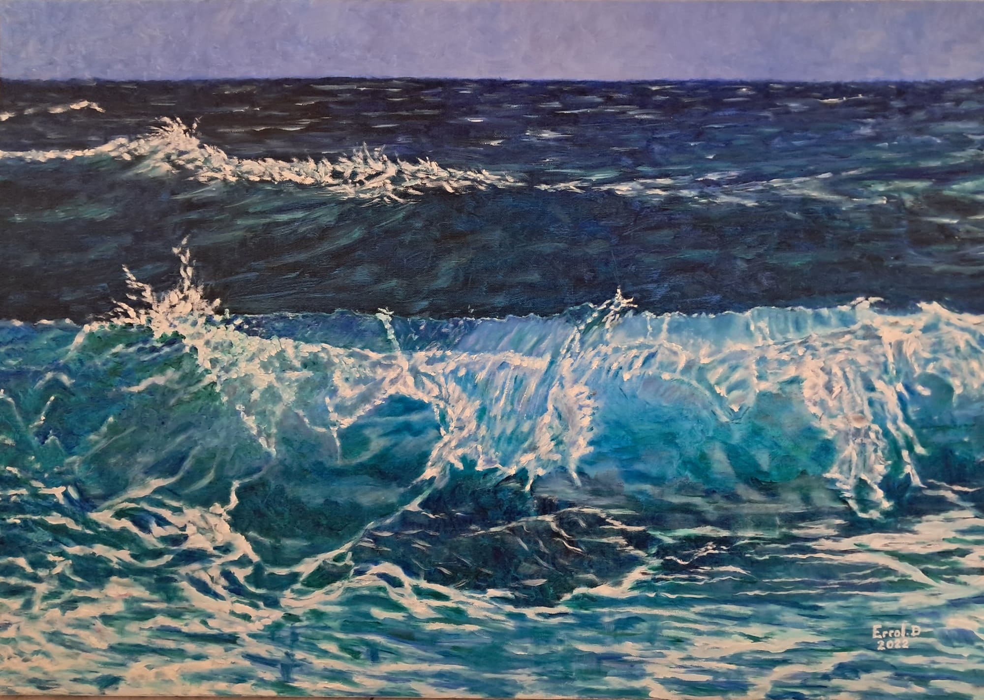 Vague. 2022. Huile sur toile. 81x54 cm