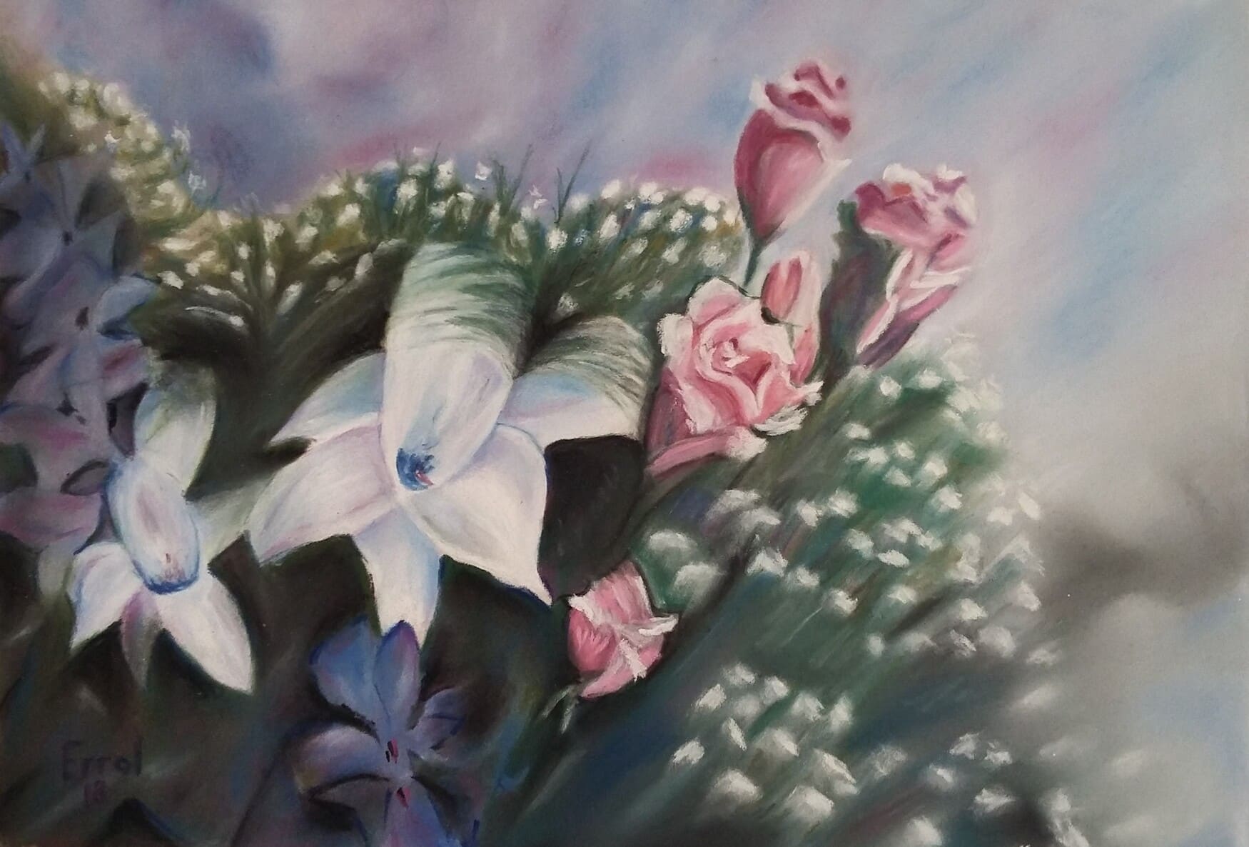 Fleurs - 2018 - Pastel sur papier à grain - 30x24 cm