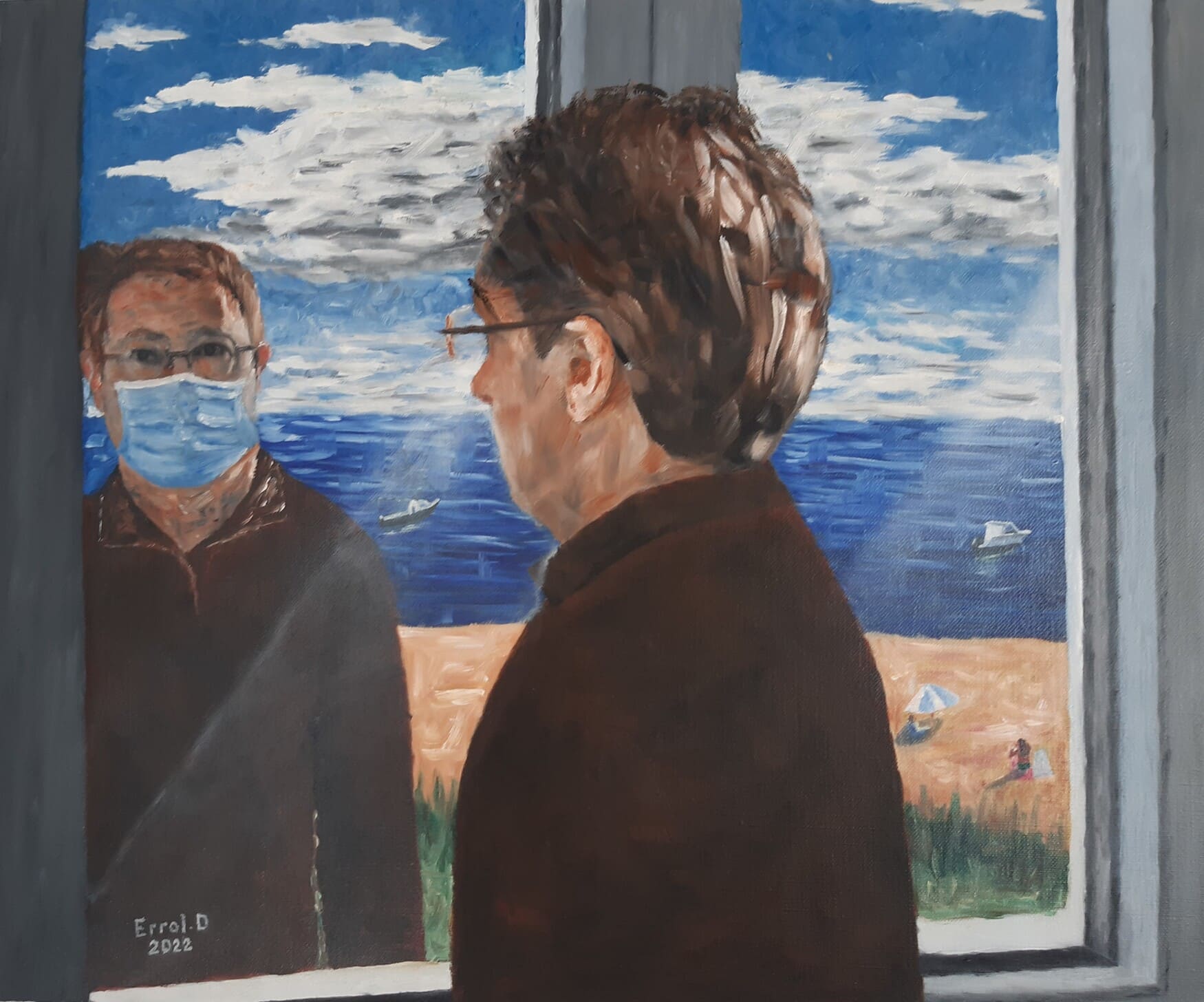 La Covid 19 - Autoportrait - 2022 - Huile sur toile - 65x54 cm