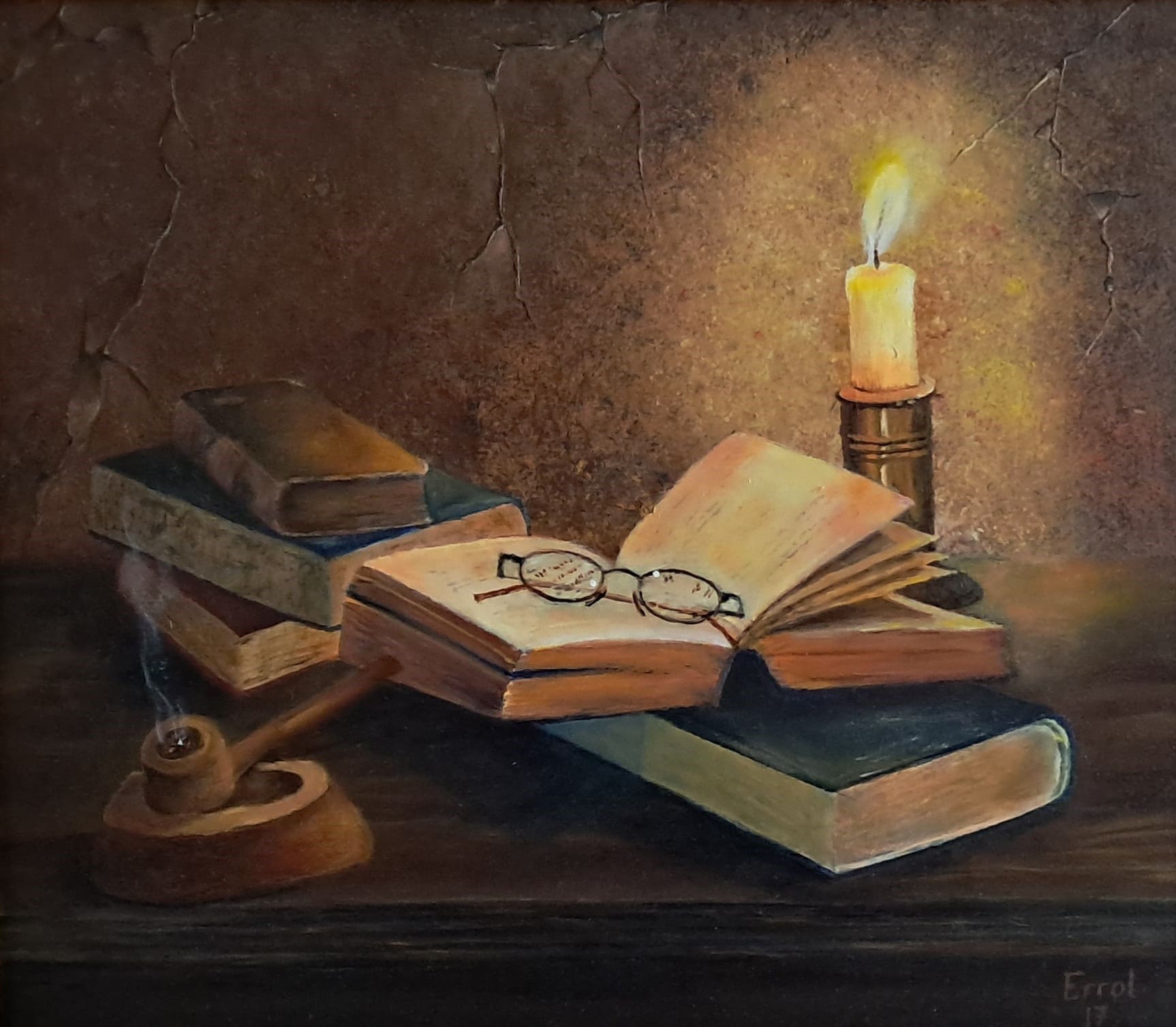 Lecture du soir - 2017 - Huile sur toile - 45x38 cm