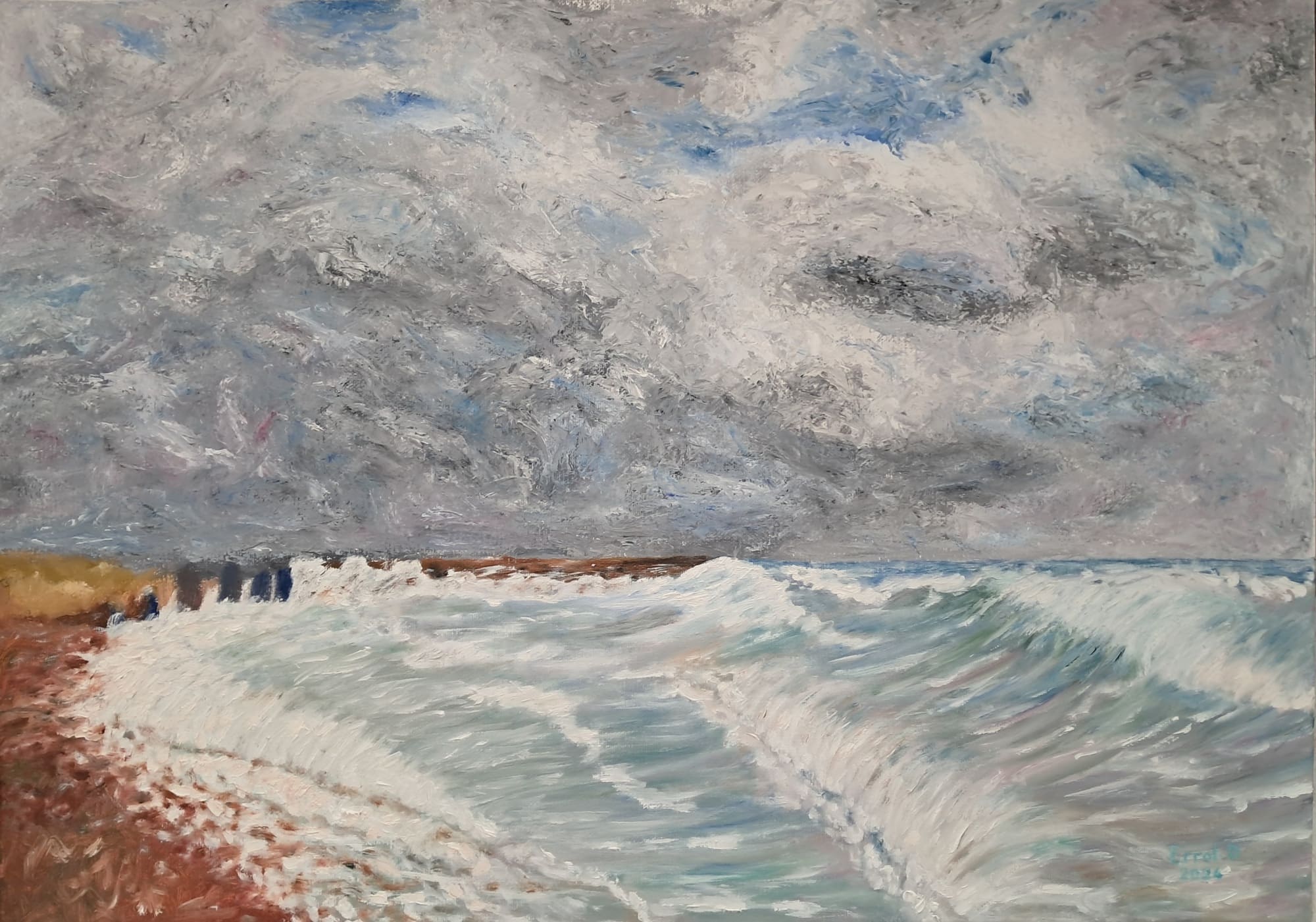 Bord de mer, 2024, Huile sur toile, 65x46 cm